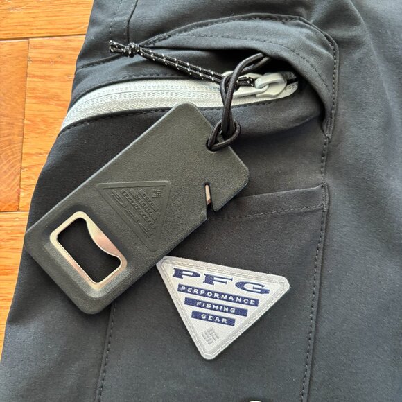 Columbia PFG Shorts Mens 30 Black Terminal Tackle Bottle Opener UPF 50 Fishing - Picture 6 of 9
